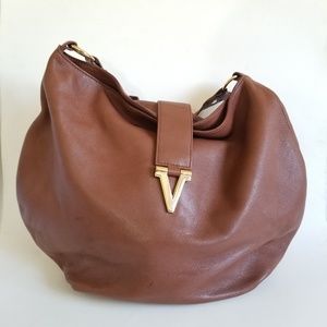 Vince Camuto Brown Leather Hobo Shoulder Bag